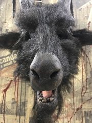 Jingles mask picture 4 created by Pumpkin Pulp. Pumpkin Pulp buy and shop creepy scary horror halloween masks and props. Custom work also available. Located in Muncie, Indiana.